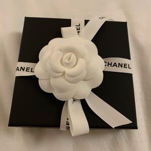 Authentic larger Chanel box  with camellia and cc ribbon for jewelry abd gift.